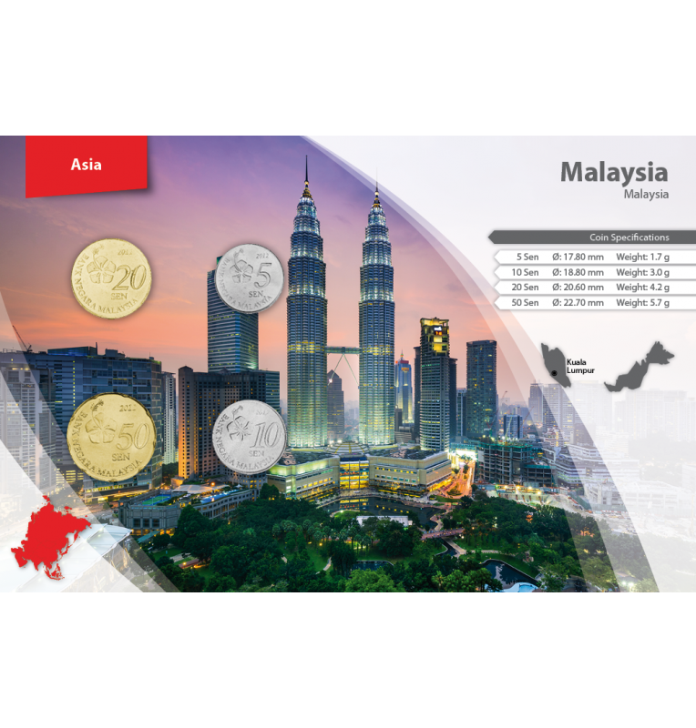 Malaysia 5, 10, 20, 50 Sen 2011-2018 KM 201, 202, 203, 204
